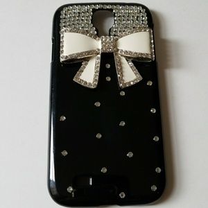 Samsung S4 Galaxy Rhinestone Bow Phone Case